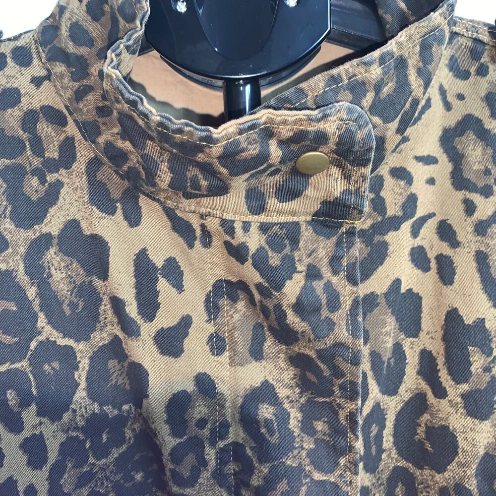 Oddy Leopard Print Jacket Women's 1x/2x Zip Drawstring - Picture 6 of 11